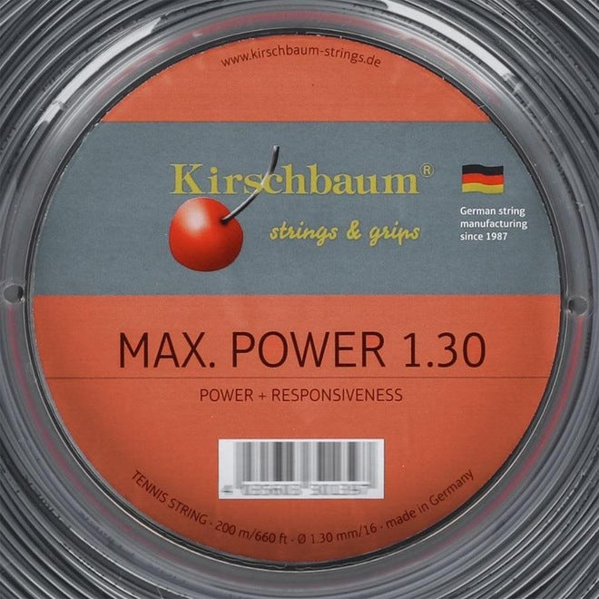 Corda para Raquete de Tênis Kirschbaum Max Power 16L 1.30mm Rolo com 200 Metros
