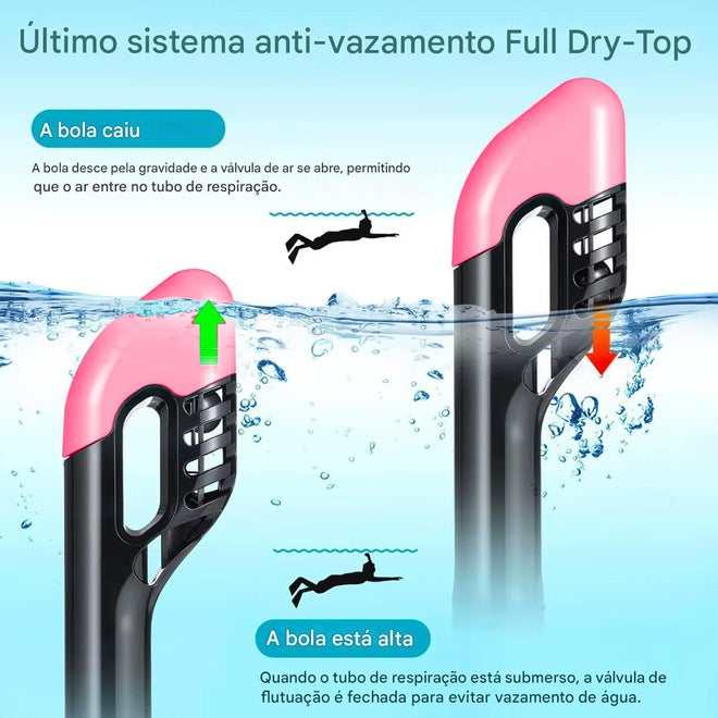 Mascara Subaquática de de Mergulho Gold Sports Gold Full Face Com Snorkel Rosa M
